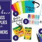 pictures of markers, folders and planner tabs recommended for teachers